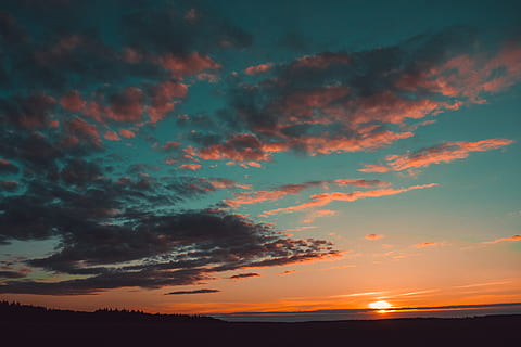 biru, Jeruk, langit, awan, kegelapan, senja, lingkungan Hidup, malam, jam emas, wallpaper hd, pemandangan, di luar rumah, indah, siluet, matahari, pohon, gambar royalti, matahari terbenam, awan - langit, keindahan di alam, scenics - alam, ketenangan, adegan yang tenang, warna oranye, tidak ada orang, langit yang dramatis, alam, idilis, bayangan hitam, cloudscape, adegan non-urban, perasaan kagum, langit romantis, 4K, CC0, domain publik, bebas royalti