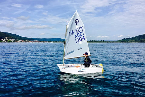 regatta yachts, nature, boat, boating, boats, sailing, nautical vessel, water, transportation, mode of transportation, mountain, sea, sky, real people, day, one person, cloud - sky, leisure activity, men, waterfront, lifestyles, outdoors, travel, scenics - nature, sailboat, 2K, CC0, public domain, royalty free