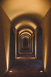 Gang, Bodenbelag, Fußboden, Krypta, drinnen, Tunnel, Bunker, Gebäude, Verlies, Beleuchtung, Kristall, Zubehörteil, Brille, Zubehör, Feuer, Flamme, Innenarchitektur, Elektronik, ipod, die Architektur, Richtung, der Weg nach vorn, abnehmende Perspektive, gebaute Struktur, Bogen, keine Leute, Arkade, beleuchtet, leeren, Decke, Fluchtpunkt, in einer Reihe, Lichtanlage, Abwesenheit, Tag, architektonische Säule, Licht, lange, Kolonnade, 4K, CC0, gemeinfrei, lizenzfrei