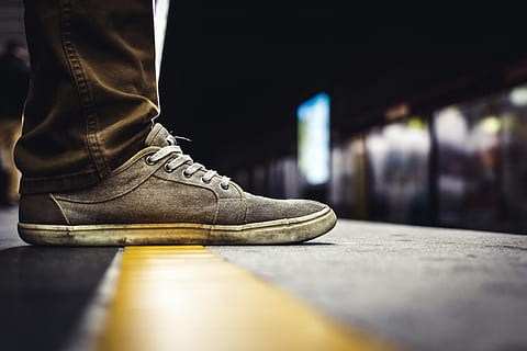 foot, train platform, travel, man, platform, train, train Station, shoe, low section, one person, selective focus, human leg, human body part, body part, men, adult, lifestyles, standing, indoors, human foot, relaxation, limb, human limb, surface level, side view, flooring, leather, jeans, 4K, CC0, public domain, royalty free