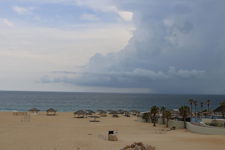 mexicà, platja, núvols, oceà, los cabos, paisatges, mar, aigua, cel, núvol - cel, terra, horitzó sobre l’aigua, horitzó, escenics - natura, bellesa a la natura, naturalesa, sorra, dia, tranquil·litat, escena tranquil·la, persones incidentals, a l'aire lliure, escena no urbana, 5K
