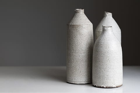 three containers, studio shot, indoors, no people, two objects, group of objects, white color, four objects, close-up, copy space, black background, gray, three objects, cut out, still life, in a row, art and craft, five objects, wood - material, white background, focus on foreground, clean, blank, 4K, CC0, public domain, royalty free