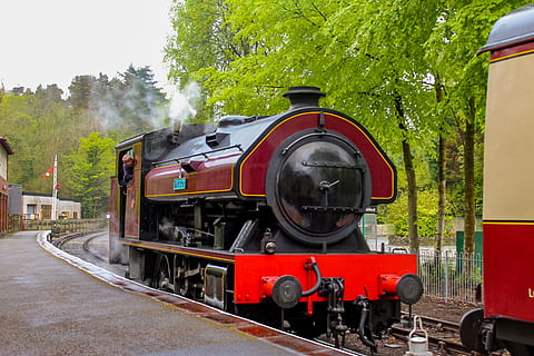tren de vapor, tren antic, tren, vell, locomotora, ferrocarril, vapor, transport, vintage, nostàlgia, retro, rail, viatjar, antiguitat, fum, històricament, acer, metall, negre, ferro, històric, grunge, ferrocarril de mercat, transport per ferrocarril, manera de transport, tren - vehicle, vehicle terrestre, pista, vies del ferrocarril, transport públic, arbre, dia, planta, vermell, naturalesa, tren de passatgers, estil retro, a l'aire lliure, cap gent, cotxe de ferrocarril, 2K, CC0, domini públic, lliure de regalies