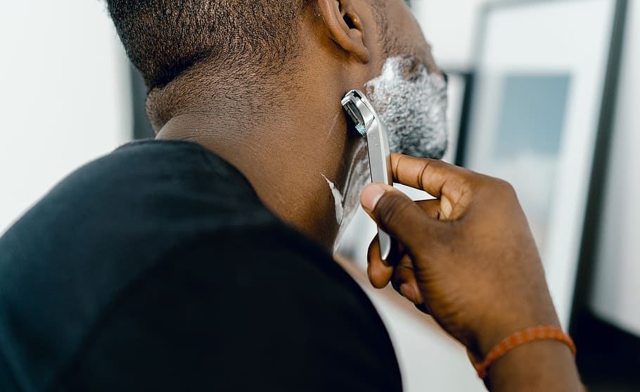 man shaving himself, occupation, men, healthcare and medicine, indoors, adult, doctor, males, two people, expertise, working, mid adult, holding, human body part, body care, headshot, real people, close-up, mid adult men, people, portrait, hand, 8K
