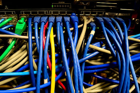 ethernet, data, internet, network, computer, connection, technology, communication, information, telecommunication, digital, electronic, infrastructure, switch, hardware, data center, datacenter, messy, wiring, wire, computer network, cable, computer cable, network connection plug, network server, indoors, wireless technology, blue, complexity, large group of objects, equipment, close-up, no people, wired, electricity, router, electrical equipment, global communications, connection block, electrical component, 4K
