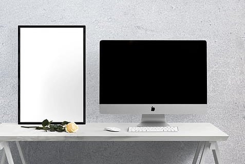 Poster, Rahmen, imac, Computer, Tabelle, Blume, Innere, keine Leute, kopieren sie platz, drinnen, Technologie, Schreibtisch, weiße Farbe, Stillleben, Computerausrüstung, leer, Möbel, Wandbau - Funktion, Vase, Computerbildschirm, modern, Desktop-PC, Sitz, Anordnung, Flachbildschirm, Luxus, elektrische Lampe, 4K, CC0, gemeinfrei, lizenzfrei