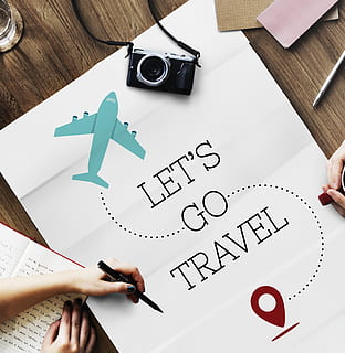 black, camera, white, poster, art, journey, plan, trip, vacation, human hand, real people, text, hand, one person, communication, indoors, paper, human body part, high angle view, holding, western script, unrecognizable person, table, leisure activity, human finger, finger, art and craft, lifestyles, 1080P, CC0, public domain, royalty free