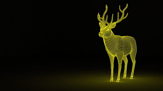 deer, 3d, wireframe, graphic, graphical, drawing, represent, reindeer, animal, animal themes, studio shot, one animal, black background, animal representation, mammal, no people, copy space, representation, indoors, animal wildlife, vertebrate, green color, toy, domestic animals, standing, full length, single object, 4K, CC0, public domain, royalty free