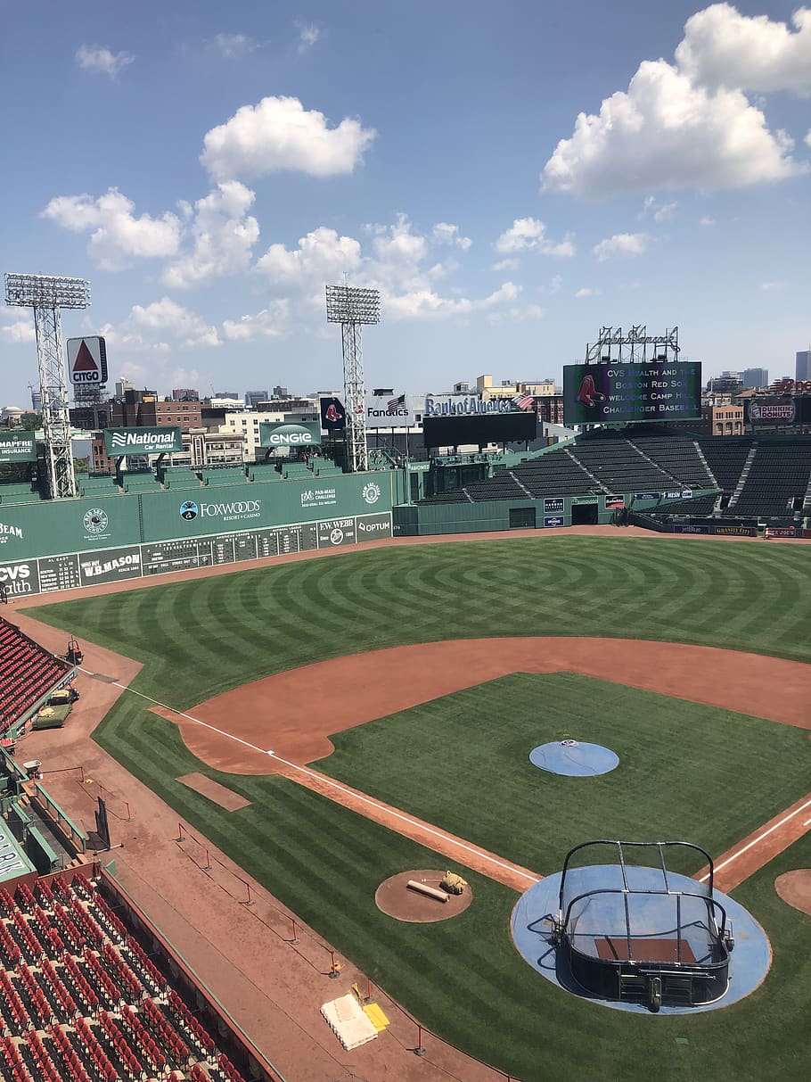 baseball bane, sport, bygning udvendig, arkitektur, himmel, bygget struktur, sky - himmel, natur, stadion, dag, græs, plante, høj vinkel visning, by, udendørs, grøn farve, spillerum, bygning, ingen mennesker, boligområde, vand, bybilledet, 4K