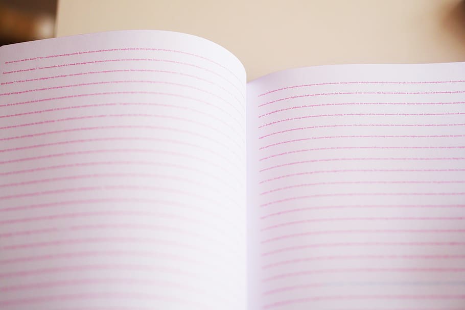 quadern, paper, textura, escriure, coixinet, material, llibre, publicació, a l'interior, obert, primer pla, pàgina, educació, color rosa, gent, vista d’angle alt, activitat, natura morta, Color blanc, lectura, ratlles, aprenentatge, estudiar, literatura, 4K