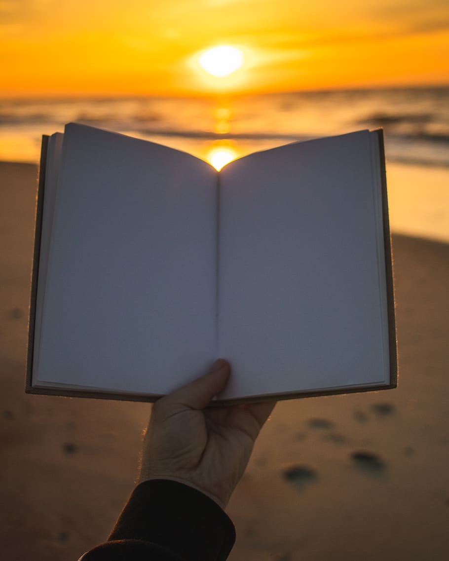 persona, umano, testo, libro, pc, elettronica, il computer portatile, computer, diario, elementi, tenendo l'oggetto, prenotare spiaggia, viaggio, vita, spiaggia, Jounal, tenendo un libro, luce del sole, lettura, all'aperto, mano umana, parte del corpo umano, detenzione, mano, una persona, tramonto, cielo, pubblicazione, vuoto, carta, adulto, concentrarsi sulle conoscenze acquisite, parte del corpo, avvicinamento, copia spazio, natura, prospettiva personale, arto umano, bloc notes, Messaggio, 4K