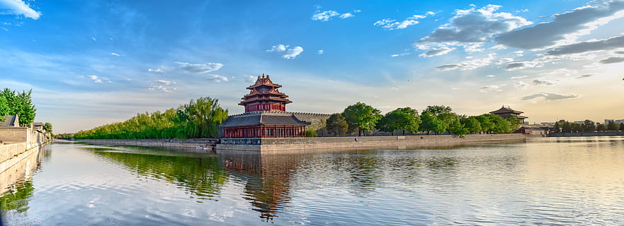 templo, agua, reflexión, azul, cielo, nubes, sol, asiático, arquitectura, edificio, zen, destinos de viaje, estructura construida, religión, historia, el pasado, naturaleza, viaje, lago, nube - cielo, exterior del edificio, turismo, paisaje, nadie, ciudad, al aire libre, 8K, CC0, dominio público, libre de derechos