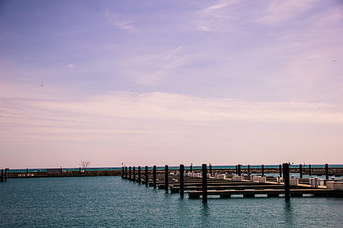 sunset, sky, clouds, dock, pier, marina, harbor, harbour, ocean, sea, water, waterfront, transportation, built structure, nature, beauty in nature, cloud - sky, architecture, nautical vessel, mode of transportation, scenics - nature, tranquil scene, outdoors, tranquility, travel, 5K, CC0, public domain, royalty free