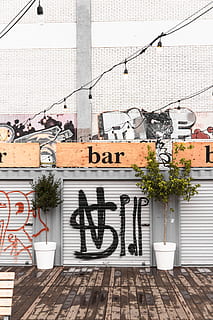 gray roller shutter, building exterior, built structure, architecture, text, communication, graffiti, day, western script, no people, building, city, plant, wall - building feature, outdoors, art and craft, sign, creativity, script, non-western script, residential district, message, 5K, CC0, public domain, royalty free