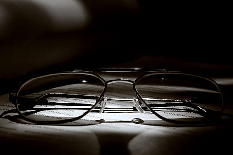 glasses, document, frames, read, sight, eyes, eyesight, dark, eyeglasses, close-up, indoors, no people, selective focus, table, personal accessory, still life, glass - material, reflection, eyewear, focus on foreground, security, sunglasses, fashion, single object, safety, protection, surface level, 4K, CC0, public domain, royalty free