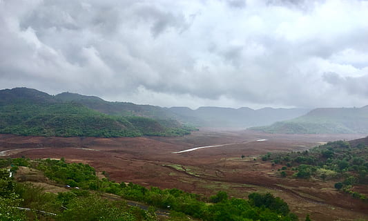clouds, clouds over mountains, dark clouds, monsoon, monsoon clouds, rain clouds, sea of clouds, silver streak, nature, mountains in monsoon, cloud - sky, sky, scenics - nature, beauty in nature, tranquil scene, landscape, environment, mountain, tranquility, plant, no people, non-urban scene, tree, day, land, road, outdoors, green color, 4K, CC0, public domain, royalty free