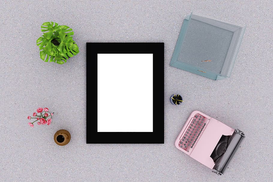 manifesto, modello, interno, presentazione, realistico, acquario, macchina da scrivere, fiore, pianta, tecnologia, nessuno, tecnologia wireless, copia spazio, tavolo, connessione, comunicazione, vuoto, cornice, dispositivo di informazione portatile, in casa, Colore bianco, carta, telaio, natura morta, natura, schermo, tavoletta digitale, direttamente sopra, 2K