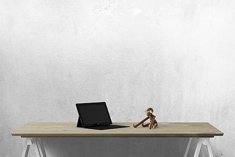 portàtil, interior, escriptori, ordinador, quadern, tecnologia, comunicació, marc, paret, tecnologia sense fils, taula, còpia espai, assegut, connexió, a l'interior, funció de construcció de parets, usant portàtil, adult jove, una persona, oficina, Internet, dones joves, mobles, negocis, 2K, CC0, domini públic, lliure de regalies