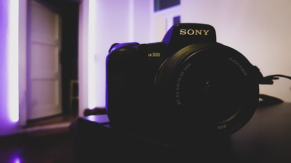 cam, kamera, sony, alpha 300, led, sløring, neon, fokus, beschte, enkel, fotografering, smuk, linse, nat, teknologi, indendørs, fotografering temaer, fokus på forgrunden, kamera - fotografisk udstyr, tæt på, fotografisk udstyr, ingen mennesker, stilleben, digitalt kamera, meddelelse, objektiv - optisk instrument, retro stylet, udstyr, vestlige script, tekst, bord, sort farve, lilla, 4K, CC0, offentligt domæne, royaltyfrie