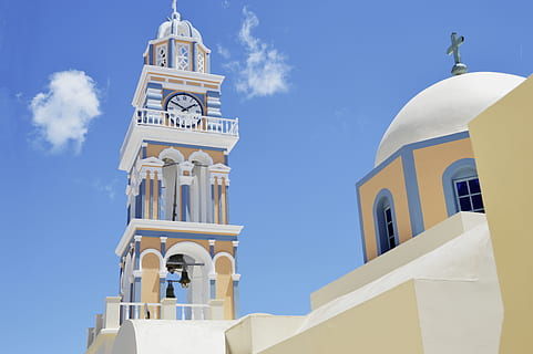 architecture, building, infrastructure, structure, establishment, windows, church, sacred, religion, clouds, sky, building exterior, place of worship, built structure, spirituality, belief, low angle view, cross, bell tower - tower, nature, tower, no people, travel destinations, day, arch, outdoors, spire, 5K, CC0, public domain, royalty free