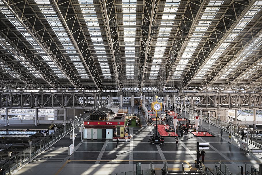 edificio interno, accogliente, città, architettura, Giappone, Osaka, costruzione, paesaggio, stazione, metropolitana, in casa, struttura costruita, mezzi di trasporto, persone reali, gruppo di persone, industria, viaggio, vista dall'alto, modo di trasporto, soffitto, occupazione, persone, uomini, fabbrica, giorno, stazione ferroviaria, illuminato, industria aerospaziale, 5K