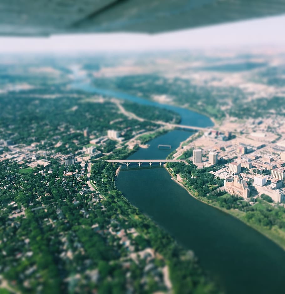 Canada, Saskatoon, arkitektur, bygget struktur, bygning udvendig, by, luftfoto, natur, transportmidler, dag, jord, ingen mennesker, miljø, udendørs, skønhed i naturen, tilt-shift, landskab, scenics - natur, Mark, plante, selektiv fokusering, høj vinkel visning, bybilledet, 1080P