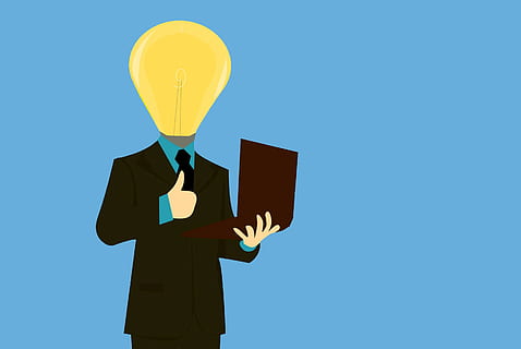 illustration, man, full, ideas, laptop, bulb, idea, character, great, business, creative, businessman, light, thinking, worker, employee, success, creativity, job, head, imagination, bright, cartoon, smart, solution, energy, business person, adult, suit, blue, communication, males, corporate business, men, one person, sky, copy space, professional occupation, holding, well-dressed, occupation, planning, standing, outdoors, global communications, marketing, 2K