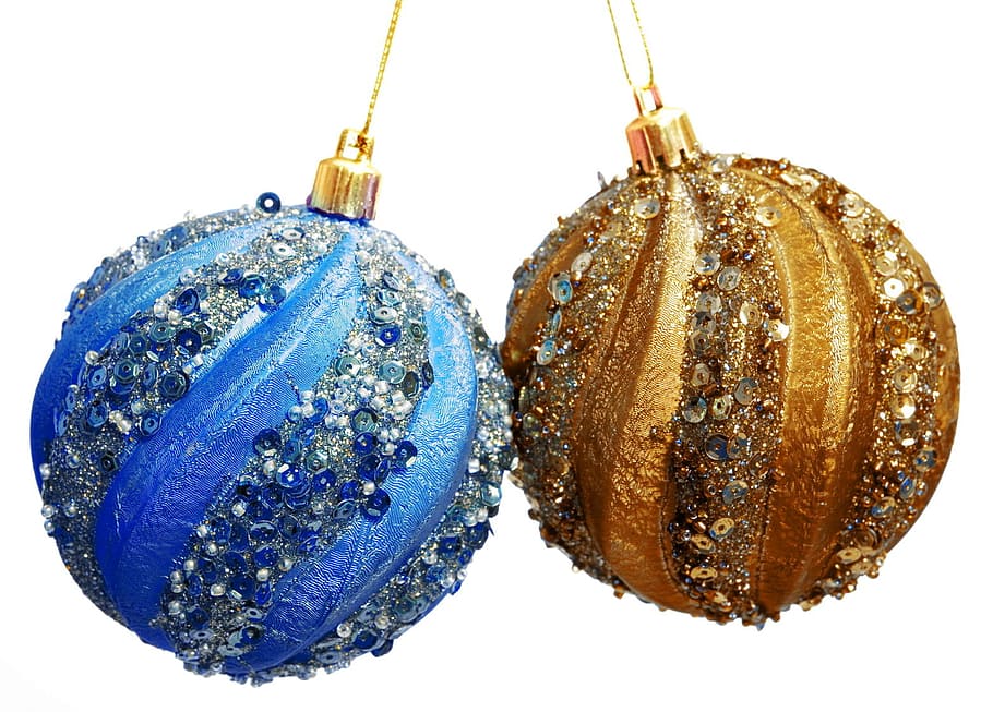 fons, pilota, bauble, pilotes, baubles, celebració, Nadal, , decoració, festa, alegre, ornament, esfera, vibrant, yule, fons blanc, natura morta, adorn de Nadal, tir de l'estudi, cap gent, a l'interior, decoració de Nadal, brillant, primer pla, blau, tallar, penjant, forma, color daurat, disseny, 720P