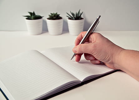 skrive, skrivebord, minimal, notepad, notisbok, bok, hånd, Mann, kontor, virksomhet, forfatter, potteplante, natur, anlegg, menneskelig hånd, menneskelig kroppsdel, utgivelse, én person, papir, holding, penn, utdanning, innendørs, læring, bord, skriving, side, studere, kroppsdel, notatblokk, åpen, finger, 4K, CC0, offentlig domene, opphavsrett gratis