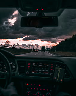highway to hell, cloudscape, cloud, dash, window, car, driving, roadtrip, sunset, dusk, view, windscreen, mirror, radio, driver, passenger, evening, sky, contrast, dramatic, road, transportation, dashboard, speed, land Vehicle, travel, highway, speedometer, vehicle Interior, traffic, mode of Transport, windshield, steering Wheel, journey, people Traveling, night, no People, outdoors, cockpit, road Trip, cloud - Sky, landscape, 4K, CC0, public domain, royalty free