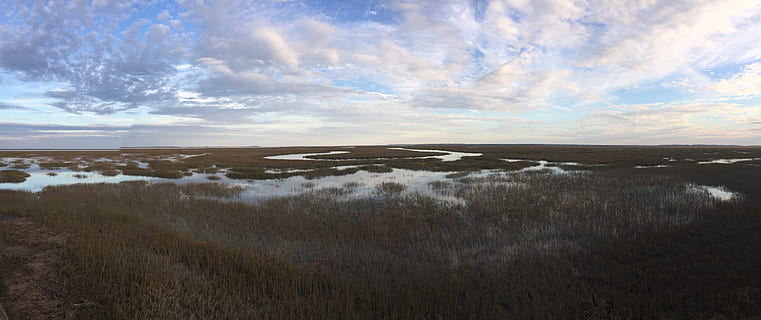 panorama, bilde, elv, skyer, gress, myr, himmel, vann, sky - himmel, naturskjønnhet - natur, miljø, ro, skjønnhet i naturen, landskap, rolig scene, land, natur, ikke-urbane scene, ingen folk, anlegg, dag, utendørs, reise, halvtørre, 5K, CC0, offentlig domene, opphavsrett gratis