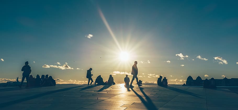 tramonto, sole, sagome, ombra, Oslo, musica lirica, persone, paesaggio, cielo, gruppo di persone, persone reali, luce del sole, folla, grande gruppo di persone, attività di svago, stili di vita, natura, uomini, raggio di sole, donne, riflesso lente, architettura, silhouette, adulto, all'aperto, struttura costruita, luminosa, 4K