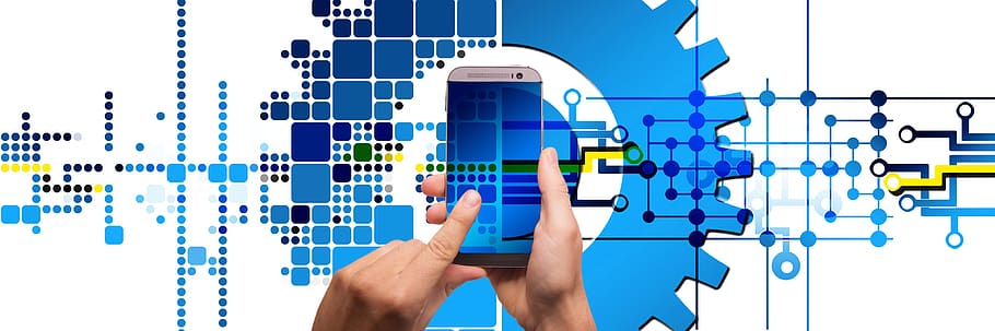 proměna, digitální, vizualizace, digitalizace, Ozubené kolo, práce, design, chytrý telefon, prst, dotek, chytrý, technologie, data, sdělení, spojení, modrý, bezdrátové technologie, část lidského těla, podnikání, Internet, počítač, počítačová síť, lidské ruky, dospělý, lidé, diagram, symbol šipky, muži, ruka, Příroda, analýzy, globální komunikace, kyberprostor, složitost, 5K
