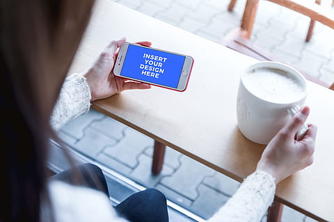 girl, cafe, new, iphone 7, red., psd mockup, human hand, drink, human body part, adult, food and drink, hand, one person, women, technology, refreshment, coffee - drink, coffee, holding, indoors, table, wireless technology, communication, cup, coffee shop, 4K, CC0, public domain, royalty free