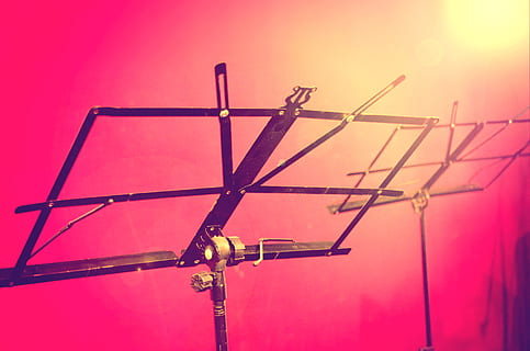 music stands, music, sky, low angle view, no people, sunset, construction industry, industry, nature, built structure, architecture, outdoors, metal, pink color, machinery, red, crane - construction machinery, lighting equipment, clear sky, sunlight, day, construction site, construction equipment, 2K, CC0, public domain, royalty free