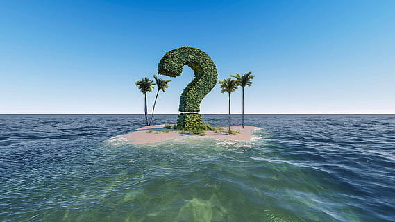 question mark, knowledge, question, sign, symbol, mark, ask, help, problem, answer, information, solution, why, advice, text, 3d, choice, choose, which, direction, leaves, tree, grass, moon, clouds, sand, ocean, sea, water, alone, single, found, lost, island, nowhere, palm trees, tropic, deserted, horizon over water, beauty in nature, sky, clear sky, horizon, nature, scenics - nature, waterfront, plant, no people, day, tranquil scene, tranquility, blue, copy space, idyllic, turquoise colored, 4K, CC0, public domain, royalty free