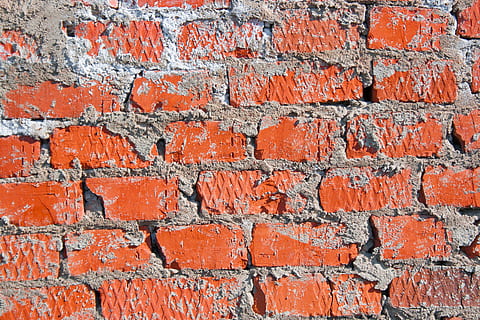 maons, paret de maó, marró, edifici, brut, horitzontal, vell, taronja, vermell, revestiment, sòlid, paret de pedra, superfície, textura, paret, fons, funció de construcció de parets, maó, marc complet, estructura construïda, arquitectura, cap gent, patró, primer pla, resistent, en fila, color taronja, a l'aire lliure, aspre, dia, efecte texturat, ciment, concret, 2K, CC0, domini públic, lliure de regalies