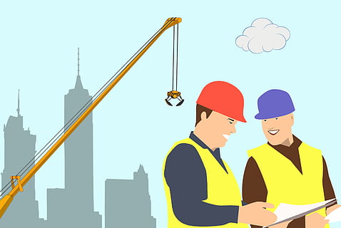 illustration, two, men, working, construction site, site., construction, site, engineer, outside, estate, real, accommodation, property, exterior, architect, area, outdoor, scenery, landscape, character, building, clip, under, work, occupation, blueprints, career, job, , business, two people, communication, businessman, business person, adult, people, males, nature, corporate business, architecture, cooperation, teamwork, waist up, meeting, coworker, 2K, CC0, public domain, royalty free