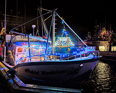 port, de, grave, newfoundland, labrador, canada, -, december, 22, fishing, vessels, night, celebrating, christmas, season, lights, taken, 2017, grave., xmas, boats, light, bright, decorations, nature, magical, newfoundland and labrador, outdoors, outside, dark, atlantic, holiday, glowing, winter, port de grave, joy, celebration, harbour, background, north, america, decor, twinkle, magic, flashing, editorial, illustrative, attraction, evening, tourism, illuminated, festival, nautical vessel, transportation, water, mode of transportation, no people, ship, moored, architecture, harbor, city, sky, sea, amusement park, shipping, lighting equipment, sailboat, 1080P