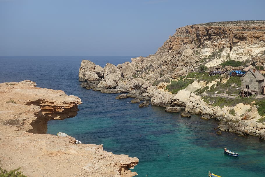 malta, side, Middelhavet, klipper, hav, vann, stein, rock-objekt, bergformasjon, naturskjønnhet - natur, fast, skjønnhet i naturen, himmel, natur, dag, land, klippe, blå, klar himmel, fjell, rolig scene, Strand, ro, ingen folk, horisont over vann, utendørs, dannelse, erodert, steinete kystlinje, 5K