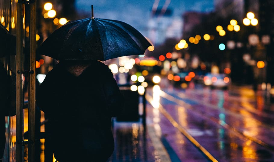 persona, caminar, carrer, celebració, negre, paraigua, cotxes, carretera, nit, pluja, plovent, reflexió, bokeh, llums de la ciutat, ciutat, cityline, silueta, llum, aigua, urbà, cotxe, tarda, llum de la ciutat, vorera, protecció, il·luminat, una persona, humit, adult, vida de ciutat, seguretat, arquitectura, centrar-se en primer pla, homes, a l'aire lliure, de peu, temporada de pluges, 4K