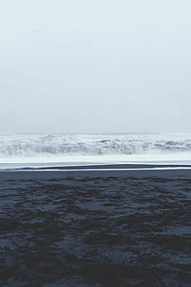ocean waves, daytime, water, outdoors, nature, sea, ocean, sea waves, leisure activities, adventure, beach, landscape, ice, animal, bird, mountain, waves, iceland, portrait, blackbeach, blacksand, moody, sky, scenics - nature, beauty in nature, horizon over water, horizon, no people, motion, tranquility, tranquil scene, copy space, wave, day, land, aquatic sport, sport, power in nature, 5K, CC0, public domain, royalty free