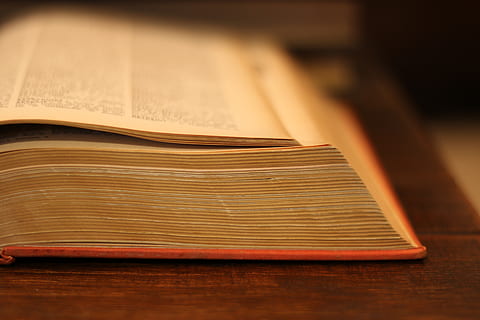 book, old, dictionary, language, words, open book, page, knowledge, wisdom, table, publication, education, learning, indoors, literature, close-up, open, focus on foreground, no people, paper, expertise, hardcover book, selective focus, the past, religion, antique, studying, 5K, CC0, public domain, royalty free