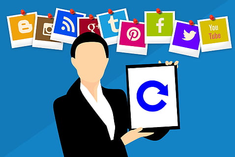 illustration, man, holding, mobile, device, social, media icons, icons., refresh, update, app, icon, net, , circle, color, messenger, feed, stream, youtube, twitter, rss, linkedin, google, pinterest, store, settings, privacy, synchronization, sync, business, woman, female, adult, business person, corporate business, communication, sign, occupation, suit, women, symbol, people, men, businessman, finance, success, professional occupation, businesswoman, males, white collar worker, new business, message, contemplation, global communications, menswear, marketing, 2K, CC0, public domain, royalty free