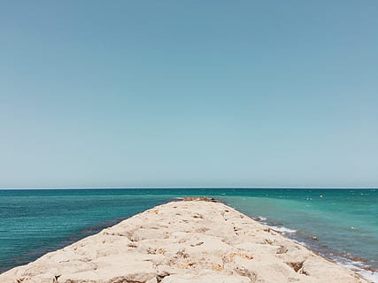 Španělsko, denia, moře, voda, pláž, nebe, přistát, horizont, horizont nad vodou, krása v přírodě, scenics - příroda, klid, modrý, klidné scény, čisté nebe, Příroda, kopie prostor, nikdo, písek, idylický, den, venku, 4K, CC0, veřejná doména, bez autorských práv