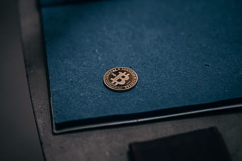 gold-plated, bitcoin, blue, draft board, board., grungy texture, no people, close-up, shape, high angle view, geometric shape, circle, indoors, communication, metal, day, selective focus, design, still life, focus on foreground, text, western script, sign, man made, man made object, 5K, CC0, public domain, royalty free
