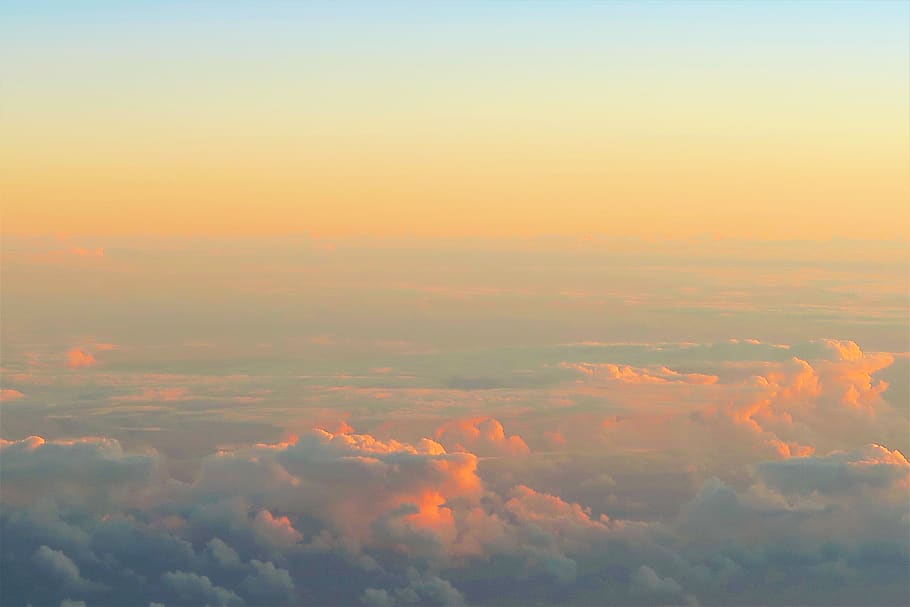 nube, nuvole, in serata, tramonto, cielo, natura, aria, atmosfera, è nell'aria, Aperto, bellezza nella natura, nuvola - cielo, scenics - natura, la tranquillità, colore arancione, scena tranquilla, sfondi, nessuno, idilliaco, Cloudscape, all'aperto, ambiente, fotogramma intero, copia spazio, vista aerea, soffice, morbidezza, sopra, meteorologia, 5K