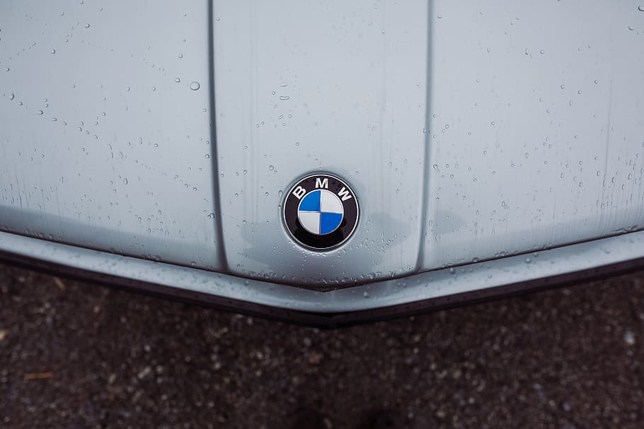 emblema bmw, primer pla, cap gent, dia, a l'aire lliure, metall, reflexió, funció de construcció de parets, naturalesa, centrar-se en primer pla, vista d’angle alt, estructura construïda, vehicle terrestre, tirar, humit, forma, manera de transport, porta, arquitectura, Color blanc, color plata, 5K