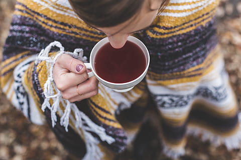 stay, cozy, drink tea photo, Women, Nails, Relax, Fall, Ring, Leaves, Drinks, Seasons, Gold, Pink, drink, food and drink, holding, sweater, refreshment, clothing, one person, mug, hot drink, cup, hand, tea - hot drink, drinking, human hand, warm clothing, human body part, tea, winter, adult, scarf, tea cup, 4K, CC0, public domain, royalty free