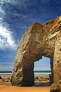ocean, strand, Quiberon, himmel, klippe, rock-objekt, rock formation, hav, naturlig bue, solid, bue, sky - himmel, skønhed i naturen, jord, scenics - natur, vand, natur, ro, rolig scene, ikke-urbane scene, ingen mennesker, horisont over vand, udendørs, eroderet, klima, tørt klima, 4K, CC0, offentligt domæne, royaltyfrie